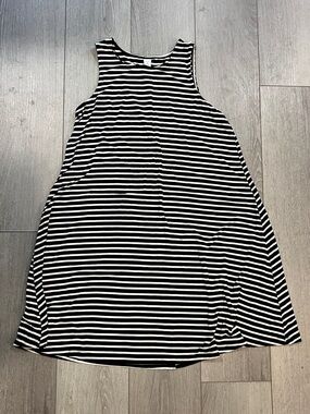 Old Navy Black and White Striped Tank Swing Dress